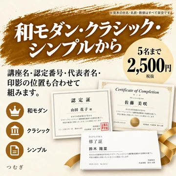 ディプロマ・認定証の名入れの見本画像2枚目
