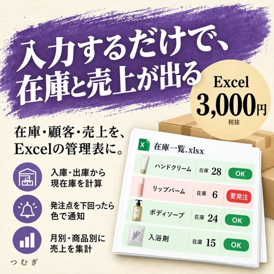 在庫・顧客・売上の管理表の見本画像