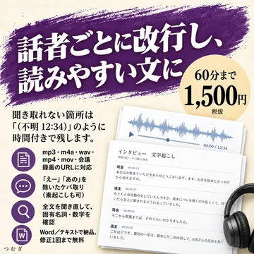 音声・動画の文字起こしの見本画像2枚目