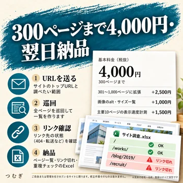 サイトの全ページ調査の見本画像3枚目